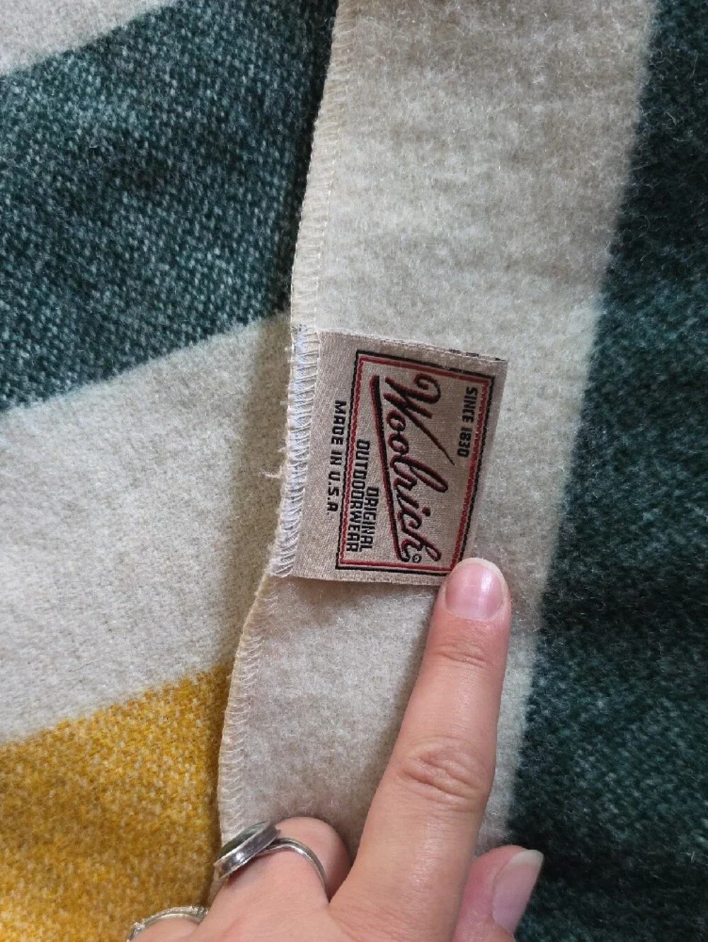 Woolrich Striped Throw Blanket in White, Yellow, Teal & Pink